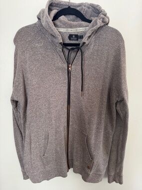 Volcom Womens Heather Taupe Zip-Up Hoodie Jacket